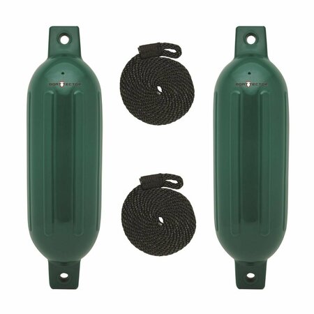 GEARED2GOLF EXMSFVPGREEN 4.5 x 16 in. Boat Tector Fender Value - Forest Green, 2PK GE3654354